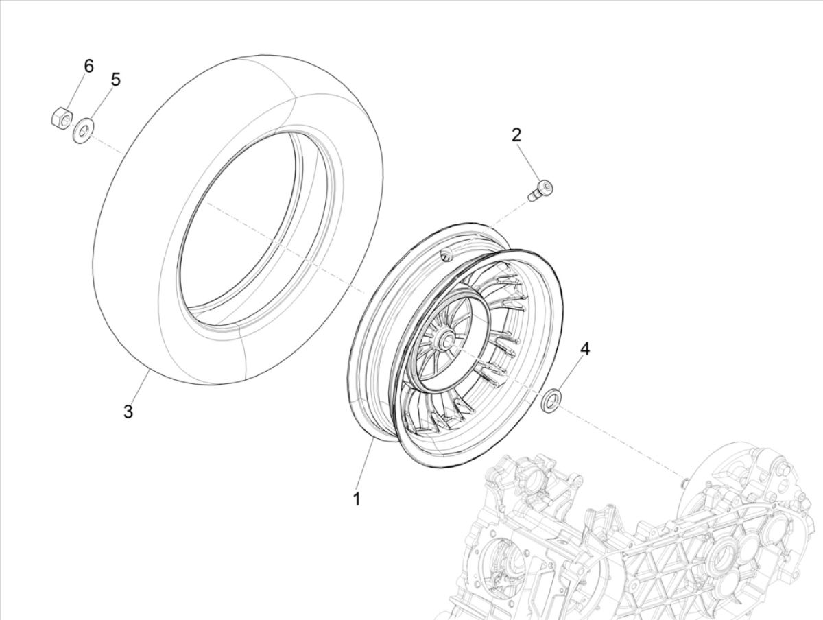 Vespa Sprint 125 4T 3V IE ABS E5 2021 Rear Wheel (EMEA)