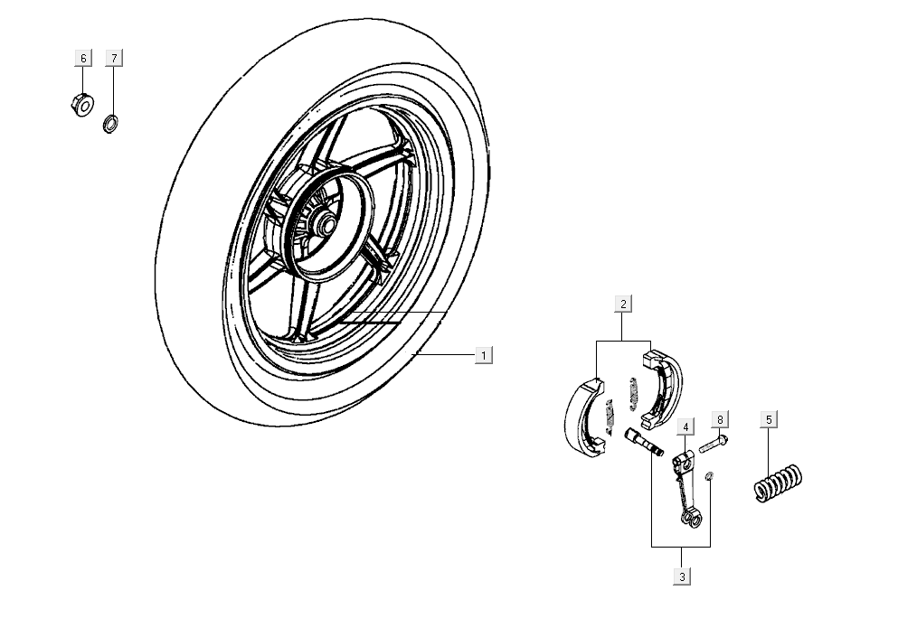 Rear Wheel Kymco Super8 Street 50i E4 Matt Black