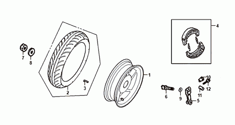 Rear Wheel Sym Allo Euro4 (BK-5560S) Bright Black