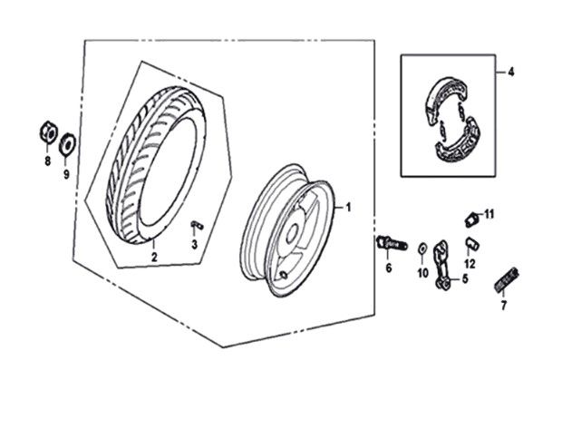 Achterwiel Sym Crox 50 E4