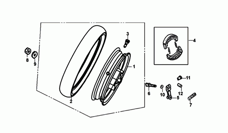 Sym Mio 50I rear wheel