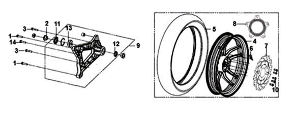 Sym Symphony ST 200I rear wheel