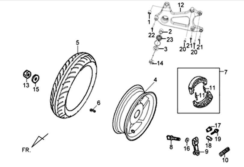 Sym XPRO 50 E5 rear wheel