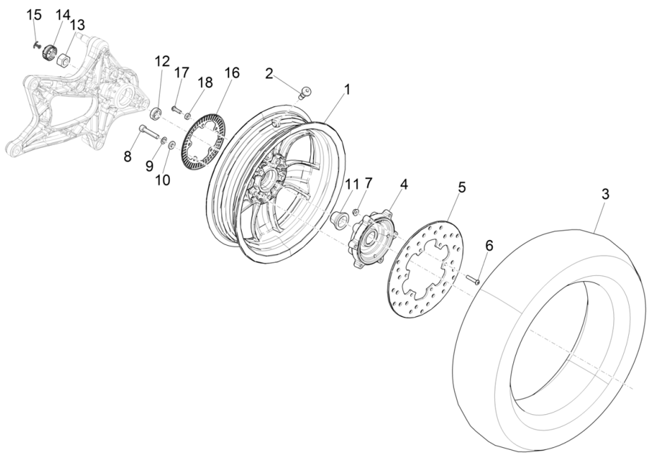 Vespa GTS 125 4T E5 ABS 2021 rear wheel (EMEA)