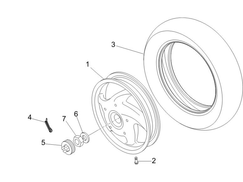 Rear Wheel Vespa Lxv 2-Stroke