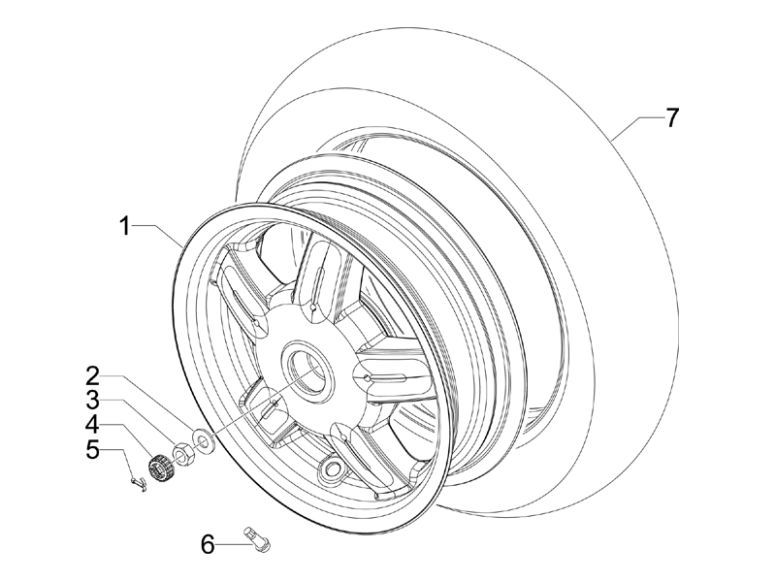 Rear wheel Vespa S 25km 4-stroke 2-valve