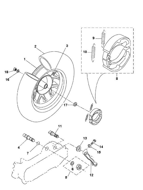 Rear wheel Yamaha Bw's 2-stroke