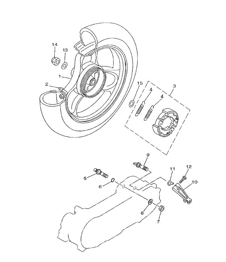 Rear wheel Yamaha Neo's 2-stroke (2003 to 2008)
