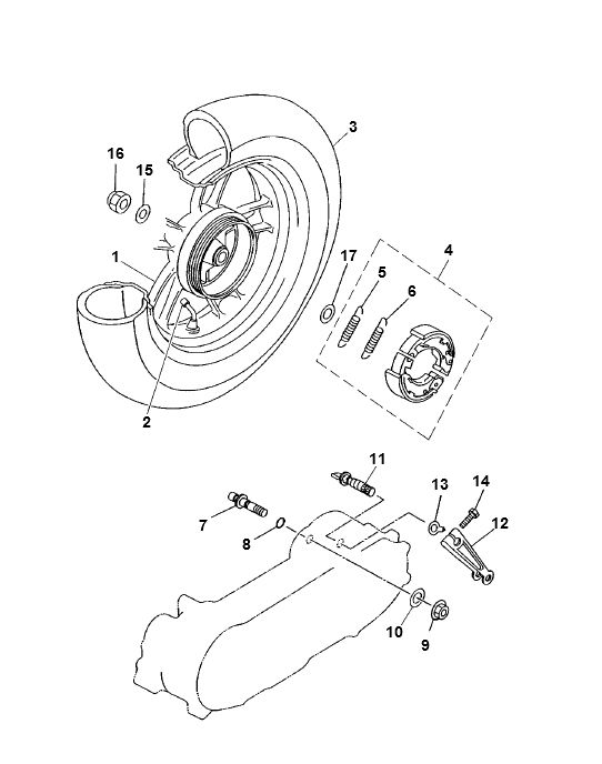 Rear wheel Yamaha Neo's 2-stroke (until 2003)