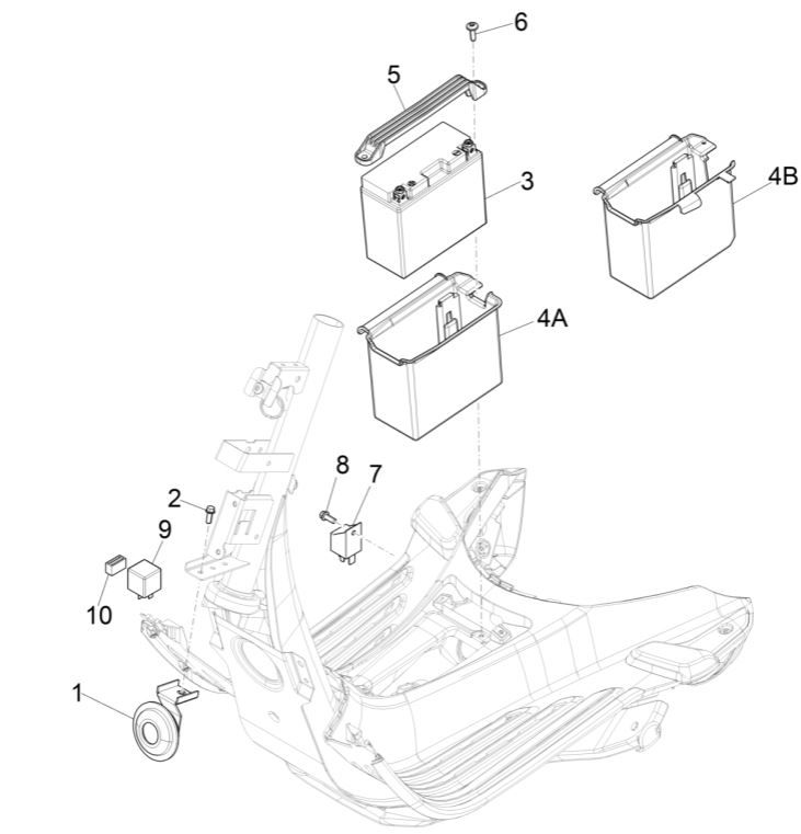 Remote switches- Battery- Horn Vespa Primavera 125 4T 3V IE ABS