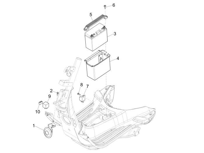 Battery horn Vespa Sprint 45km 4-stroke 4-valve