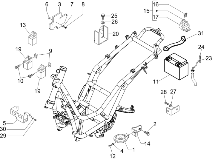 Remote switches - Battery - Horn Piaggio Beverly 500 E3 2007-2012