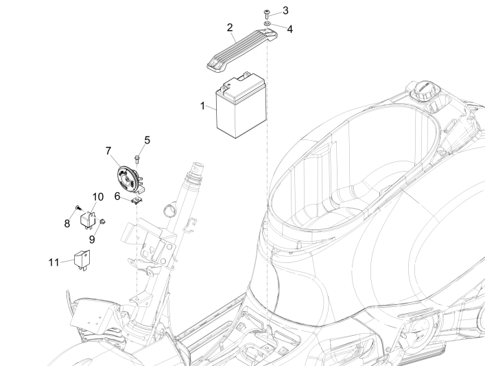 Remote Switches - Battery - Horn Vespa GTS 300 ie 2008-2016 (with and without ABS)