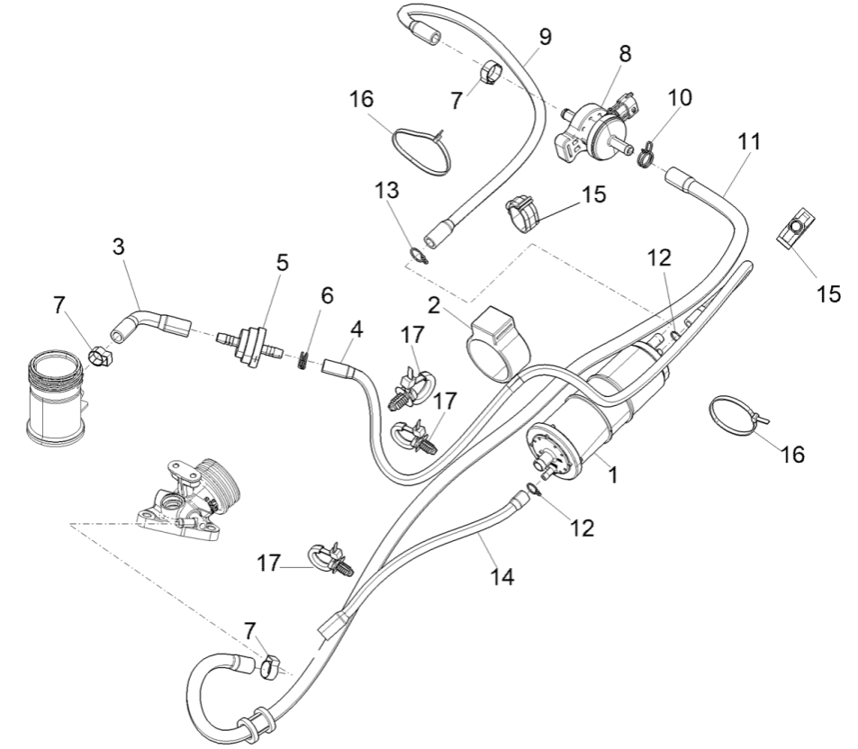 Piaggio Medley 125 ABS E5 2021-2022 anti-evaporation system (EMEA)