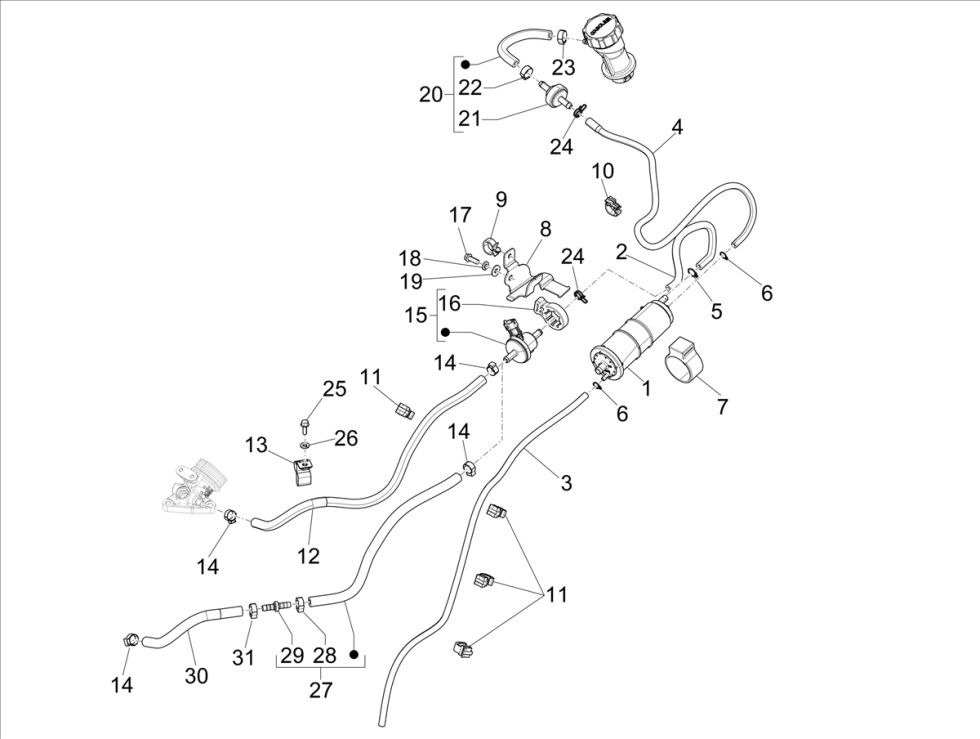 Vespa Primavera 4-stroke 3V anti-evaporation system (euro5 injection IGET)