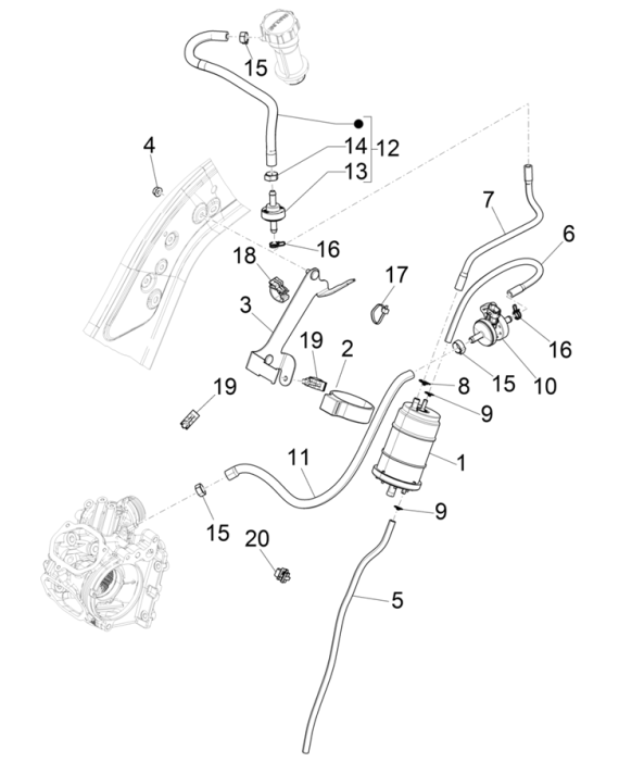 Vespa GTS 125 4T E5 ABS 2021 Anti-Evaporation Plant (EMEA)