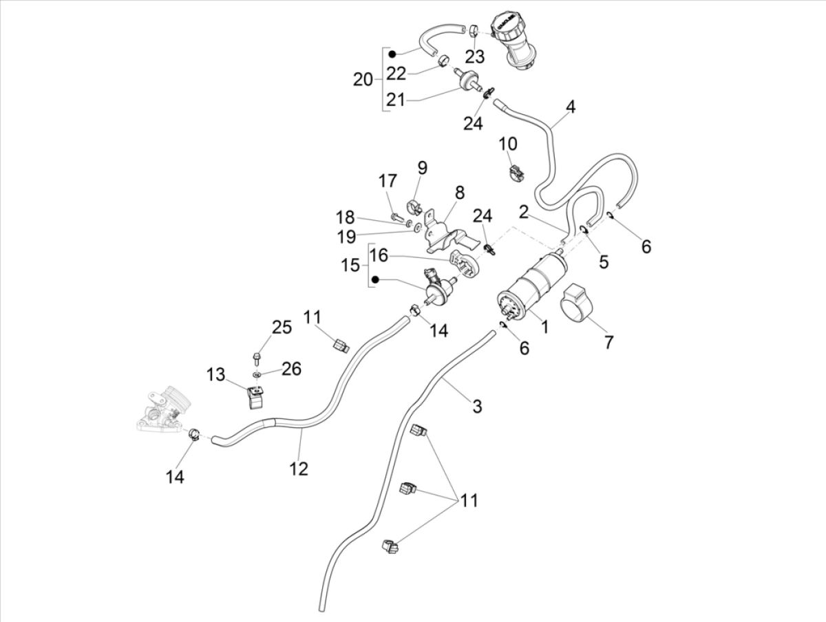 Vespa Sprint 125 4T 3V IE ABS E5 2021 (EMEA) anti-evaporation system