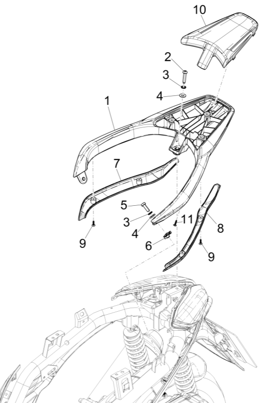 Piaggio Medley 125 ABS E5 2021-2022 (EMEA) rear luggage carrier