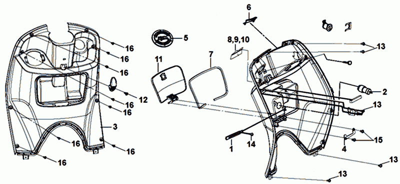 Upholstery Inner Frontplate Sym Mio 50I (R-086 S-481S) Red Gold