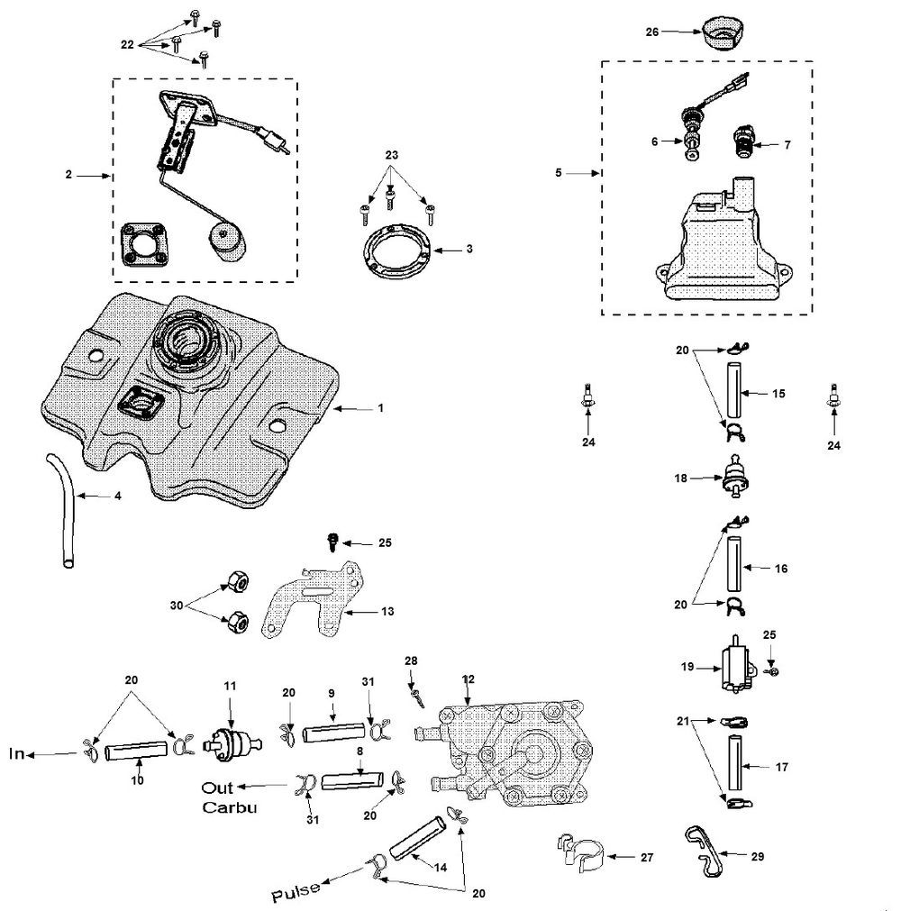 Fuel Tank - Exhaust Peugeot Speedfight 3 4-Stroke