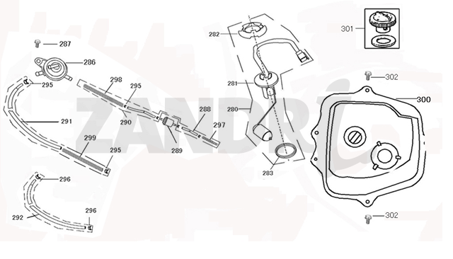 Fuel tank Eagle-Wing Napoli silver