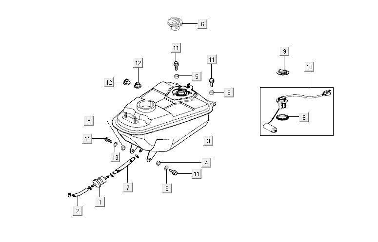 Fuel tank Kymco Activ 4-stroke red-black