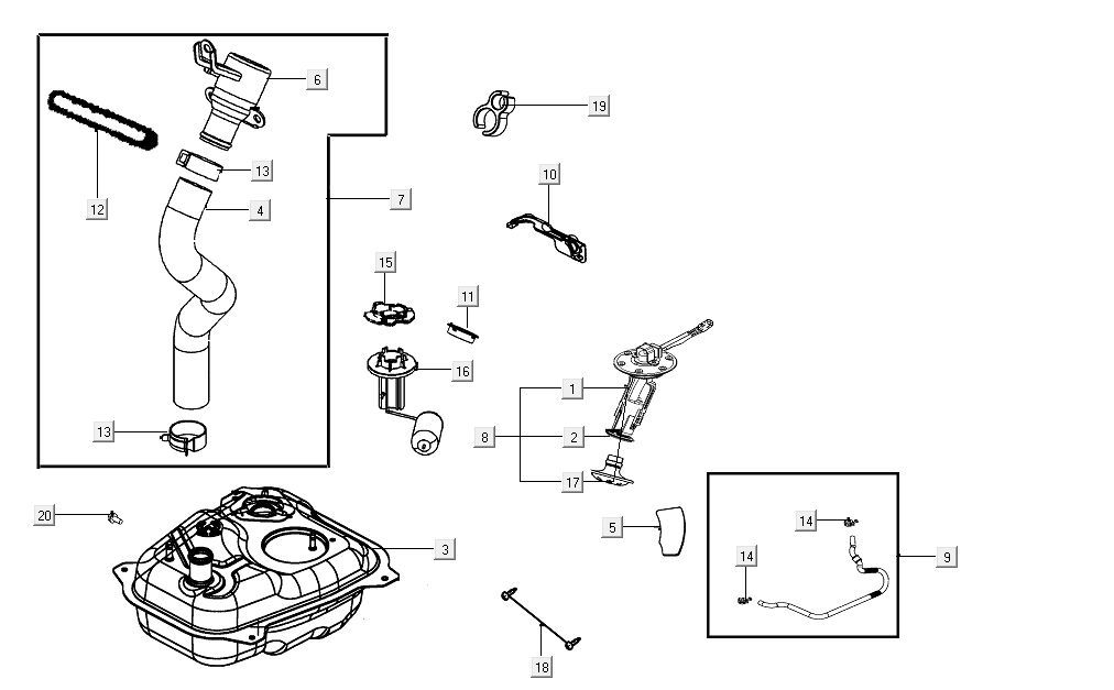 Fuel tank Kymco Agility 16'+ 4-stroke injection euro4 black