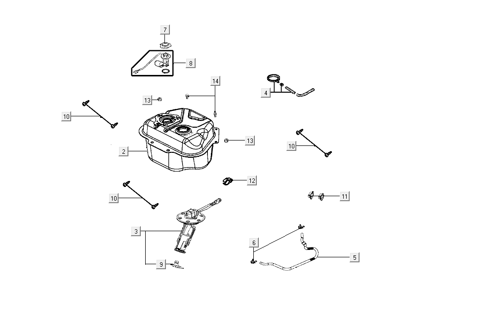 Fuel tank Kymco Agility Delivery 4-stroke euro4 white