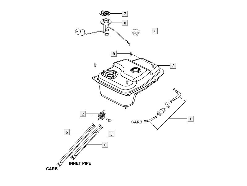 Fuel tank - Fuel level sender - Fuel tap Kymco City 12