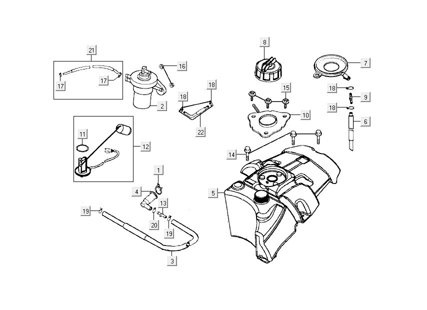 Fuel tank Kymco People 2-stroke dark grey