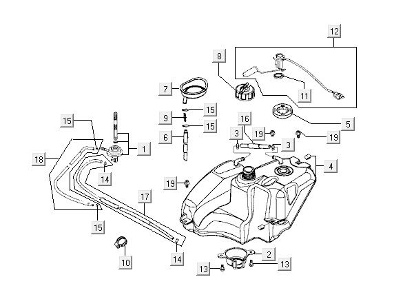 Fuel tank Kymco Super9 2t lc om matt black-silver