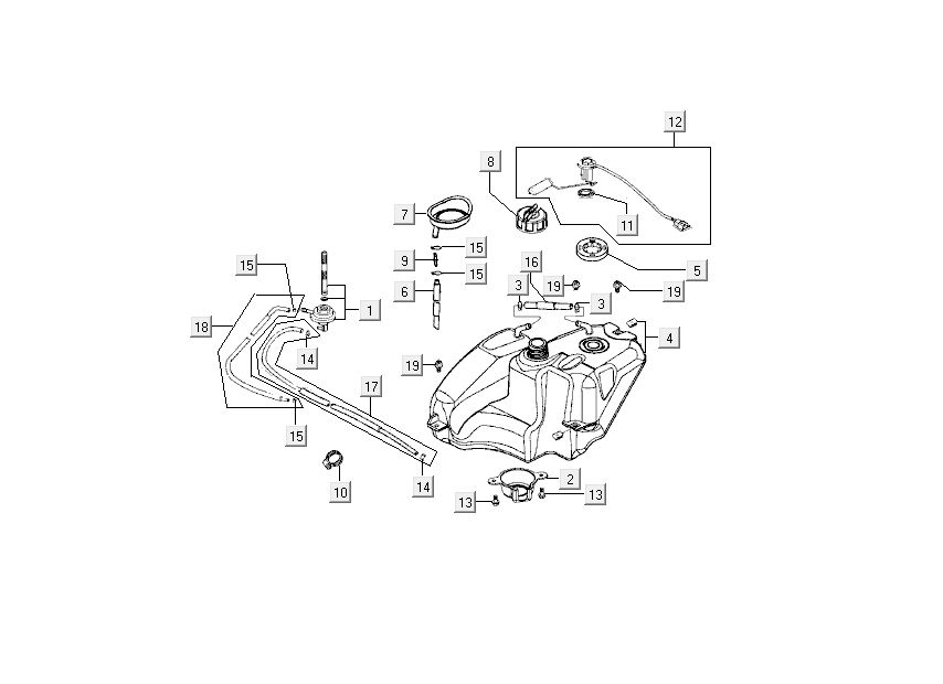 Fuel tank Kymco Super9 2-stroke mm silver