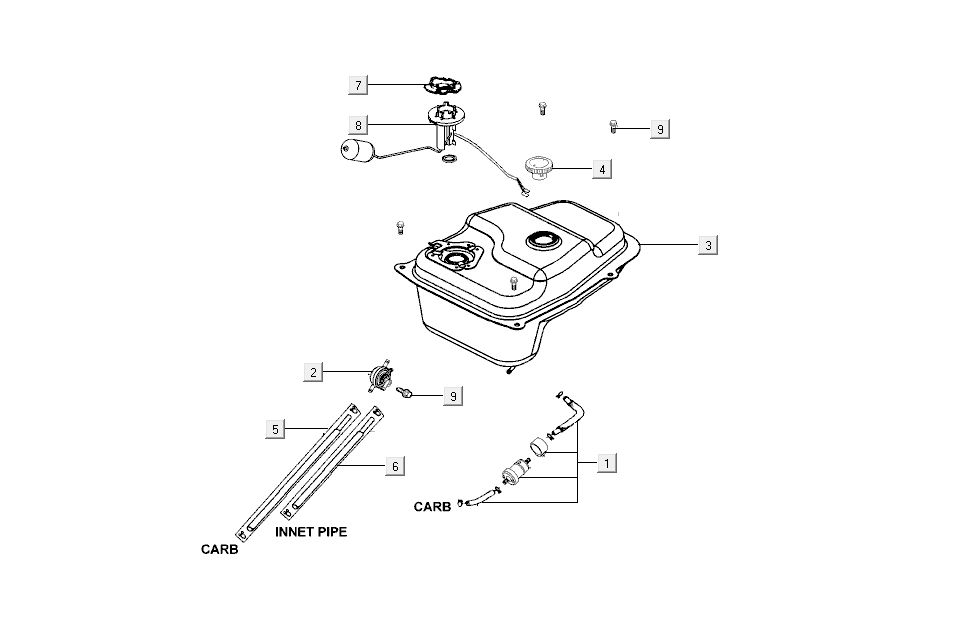 petrol tank Kymco Super 8 4-stroke (2007-2009) Red black