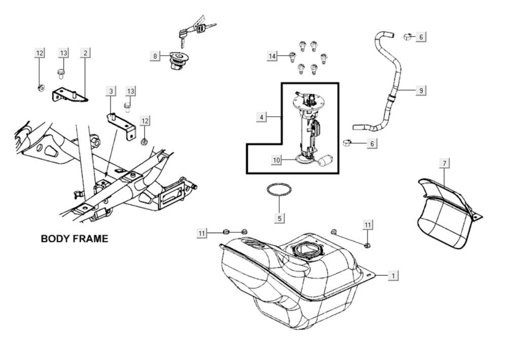 Fuel tank Kymco Xciting 400i Matt Black