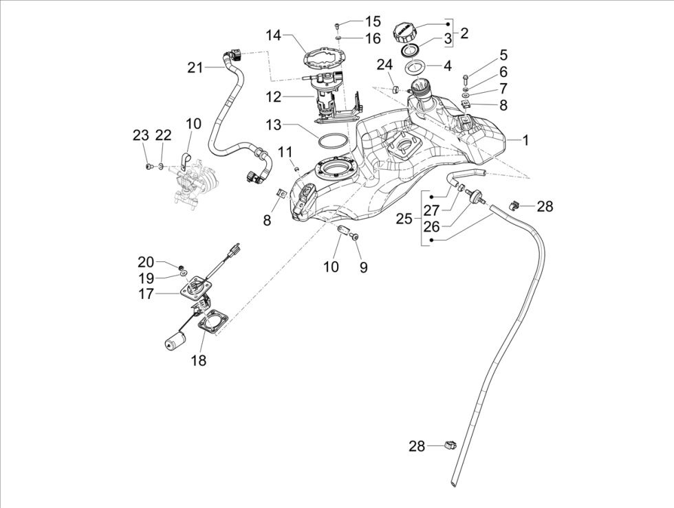 Vespa Primavera 4-stroke 3V fuel tank (euro5 injection IGET)
