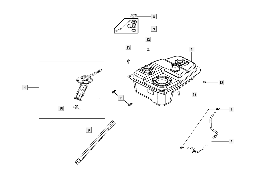 Fuel tank Kymco Super8 Street 50i E4 Matt Black