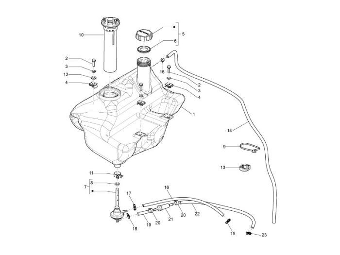 Fuel tank Vespa S 25km 4-stroke 2-valve