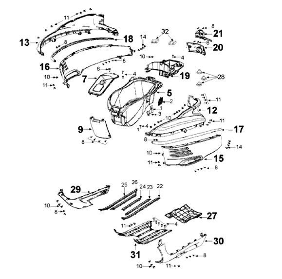 Beplating Peugeot Django 125 Allure E3 2014-2017 ICY WHITE (Q3)