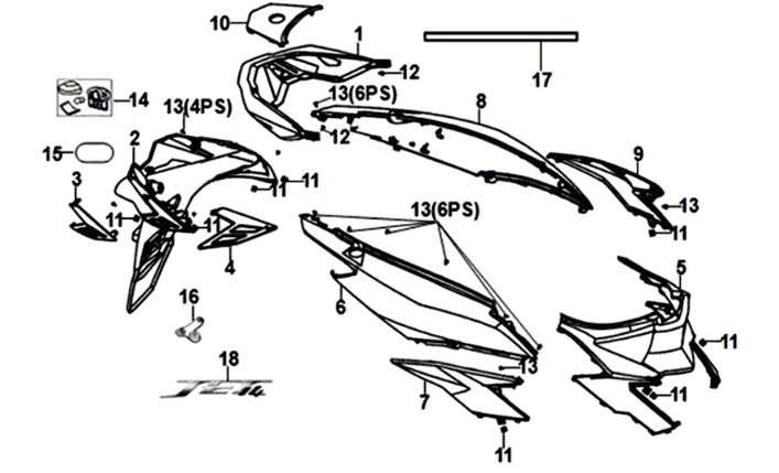 Plating Sym Jet 14 125I E4 (R-010CA)