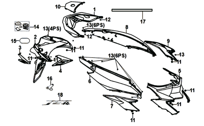 Sym Jet 14 125I E4 White (WH-006) plating