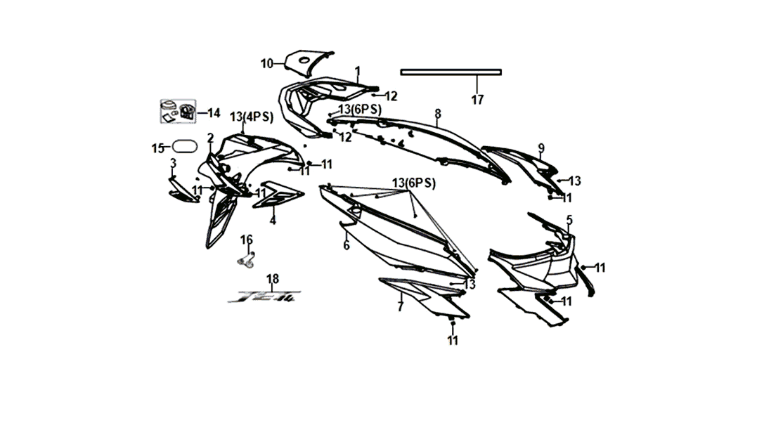 Plating Sym Jet 14 black (BK-007U)
