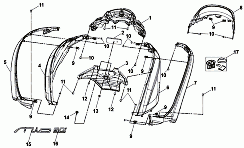 Plating Sym Mio 50I (BU-280S S-481S) Blue Gold