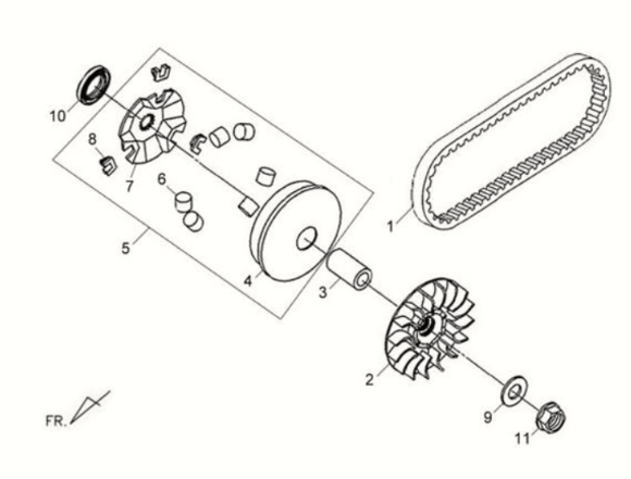 Movable flange/v belt Sym Fiddle II 125S