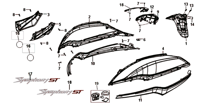 Plating Sym Symphony ST 125I E4 Blue/ Black/ Silver (BU-280S/BK-001C/S-882U)