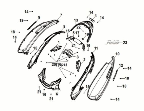 Body cover - tail light Sym Fiddle IV 125i AC CBS E5 2020-2021 GREEN (GN-546U)