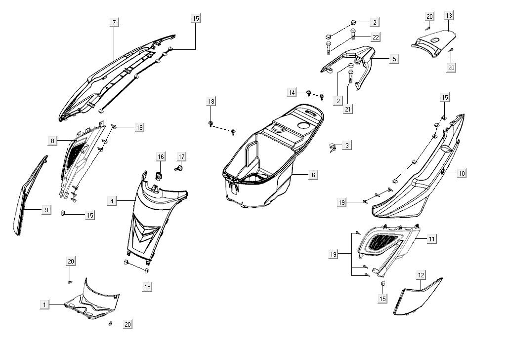 Body cover luggage box Kymco Super8 R E5 NARDO GRIJS