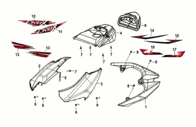 Body Cover Sym Crox 50 E5 RED/BLACK (R-086/BK-5560S)