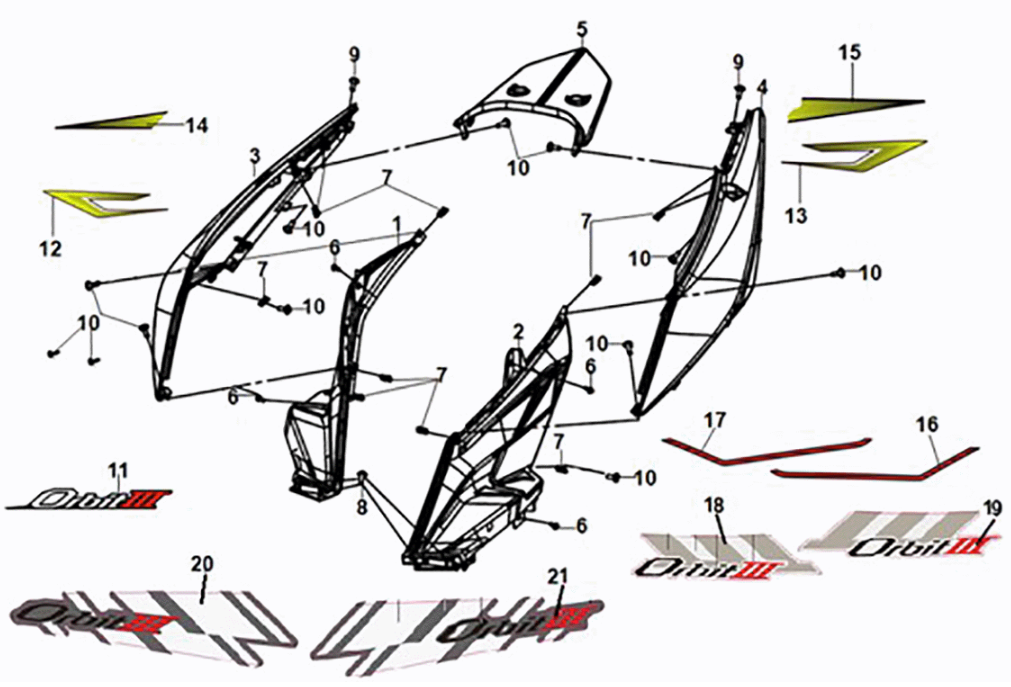 Body cover Sym Orbit III 50 E5 Blue (BU-289S)