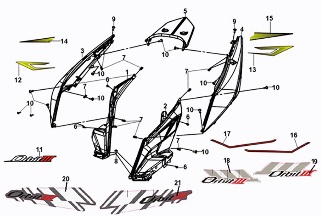 Body cover Sym Orbit III 50 E5 Dutch White (WH-006)