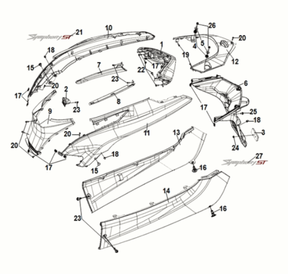 Body cover Sym Symphony ST 50 E5 White (WH-8028P)